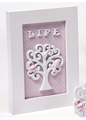 Quadretto Life Albero della vita rosa in resina A5602/2 Life in love AD Emozioni
