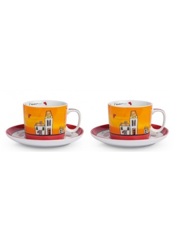 Set 2 Tazze colazione Rosso con piattino 340 ml PLC12/1R Le casette Egan