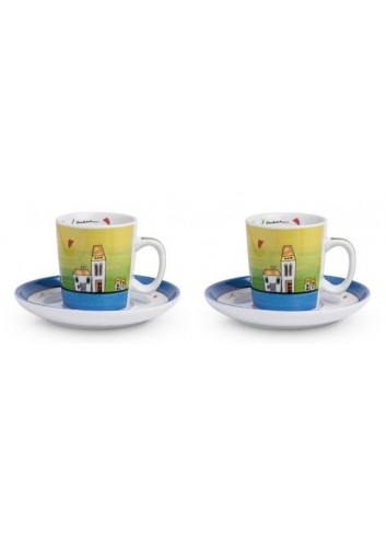 Set 2 tazzine caffè Blu con piattino 100 ml PLC02/1B Le casette Egan