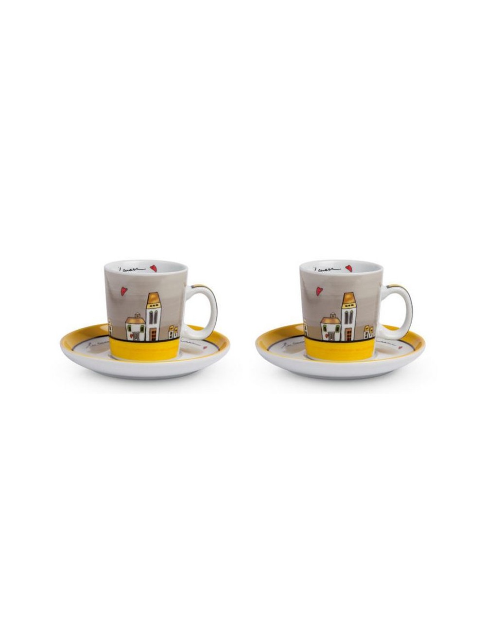 Set 2 tazzine caffè Giallo con piattino 100 ml PLC02/1G Le casette