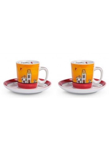 Set 2 tazzine caffè Rosso con piattino 100 ml PLC02/1R Le casette Egan