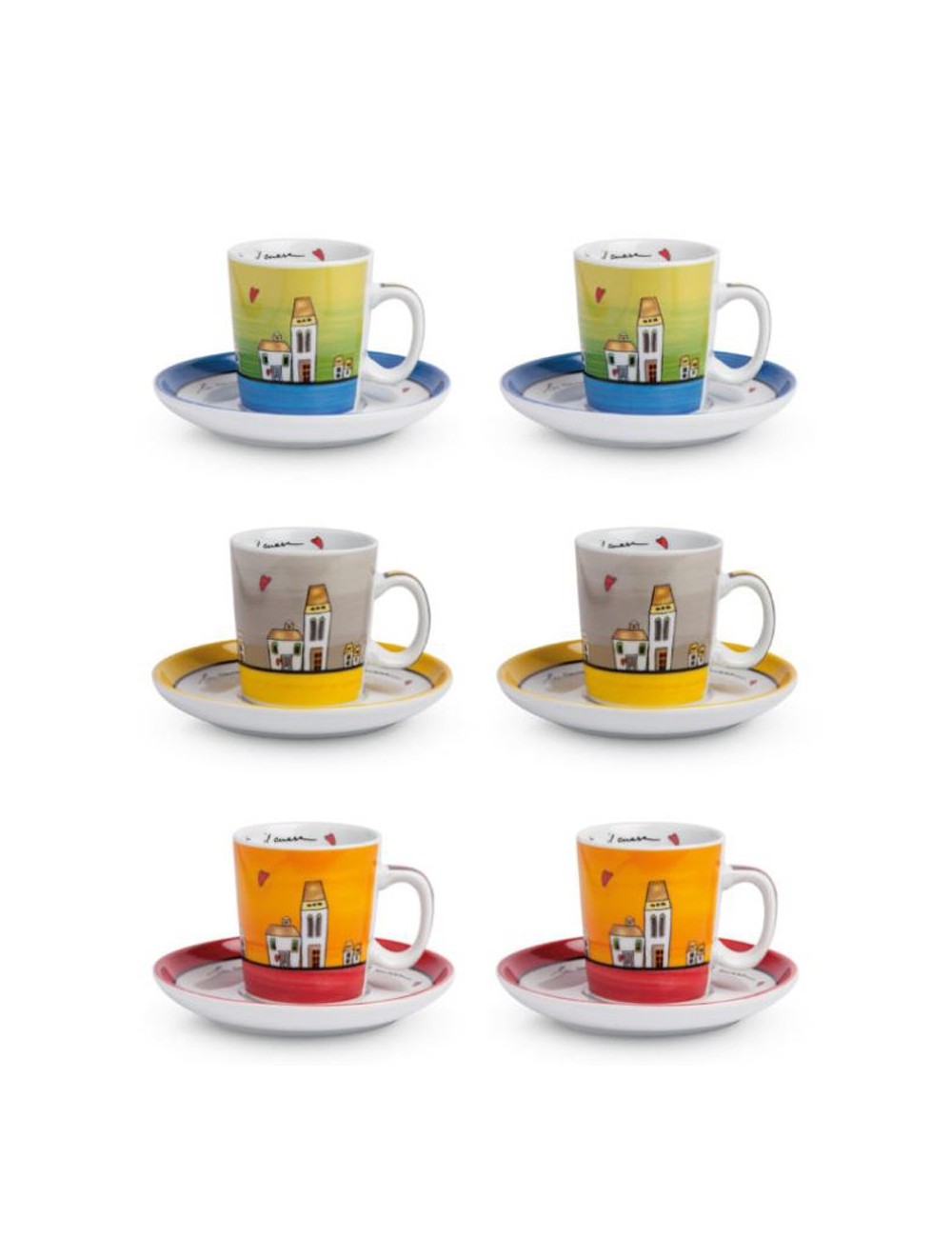 Set 2 Tazze Caffe' Le Pupazze Rosso Ml 100