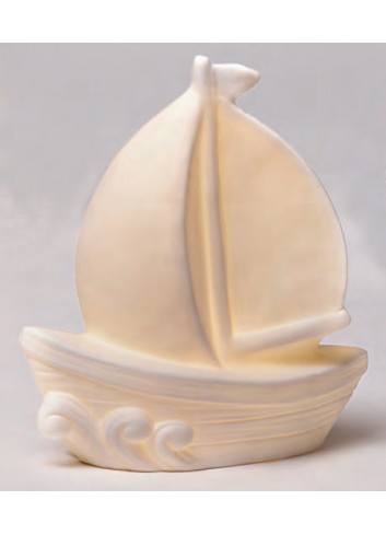 Barchetta in ceramica bianca con led A4606 Portofino AD Emozioni