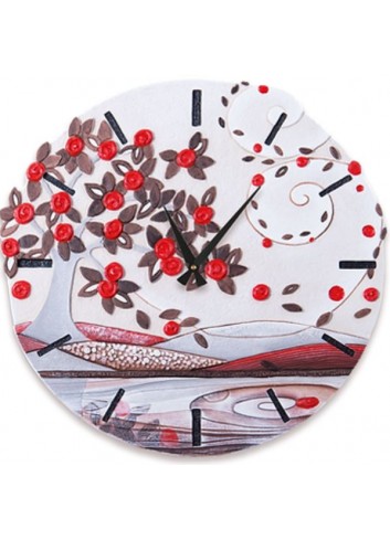 Orologio Foglie al Vento rosso Ø 70 cm 47048ro Cartapietra