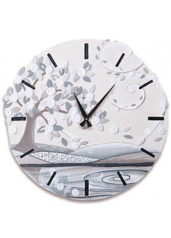 Orologio Foglie al Vento bianco Ø 70 cm 47048ba Cartapietra