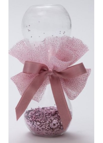 Clessidra con glitter rosa e sacchetto V8621/A2Modì Ad Emozioni