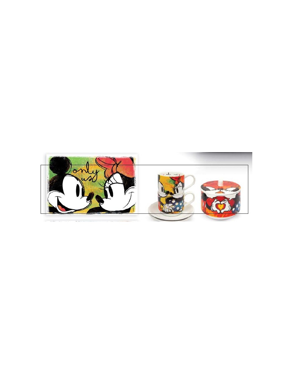 Set 2 tazzine caffe' con zuccherera e tovaglietta WMSET/20 Disney Love  Sweet Love Egan- Wonderlandstore