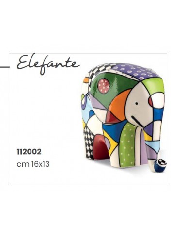 Statuina grande elefante ceramica colorata Warà 112002 Egan