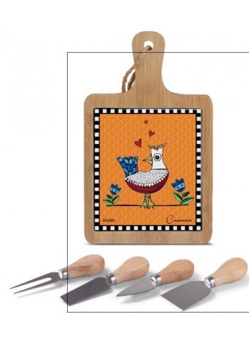 Set tagliere e coltelli da formaggio Cocoricò 228064 Egan