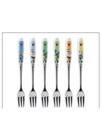 Set 6 forchettine in acciaio e ceramica Cocoricò 228088 Egan