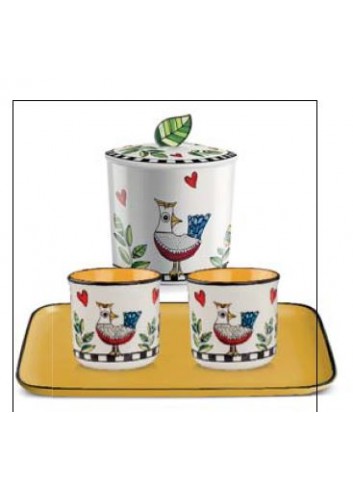 Set vassoio 2 bicchierini e zuccheriera Cocoricò 228097 Egan