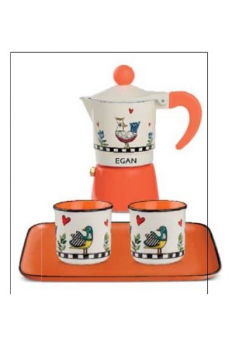 Set moka vassoio e 2 bicchierini Cocoricò 228089 Egan