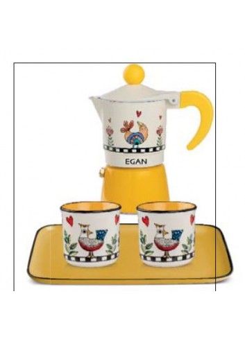 Set moka vassoio e 2 bicchierini Cocoricò 228091 Egan