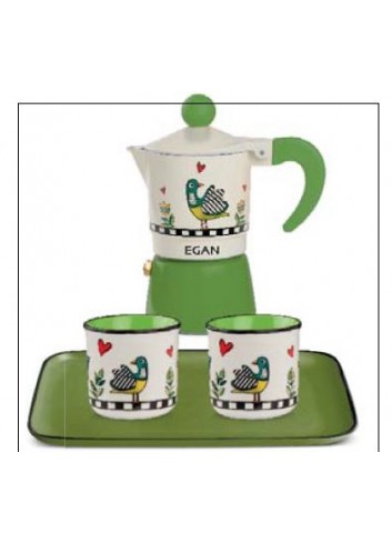 Set moka vassoio e 2 bicchierini Cocoricò 228090 Egan