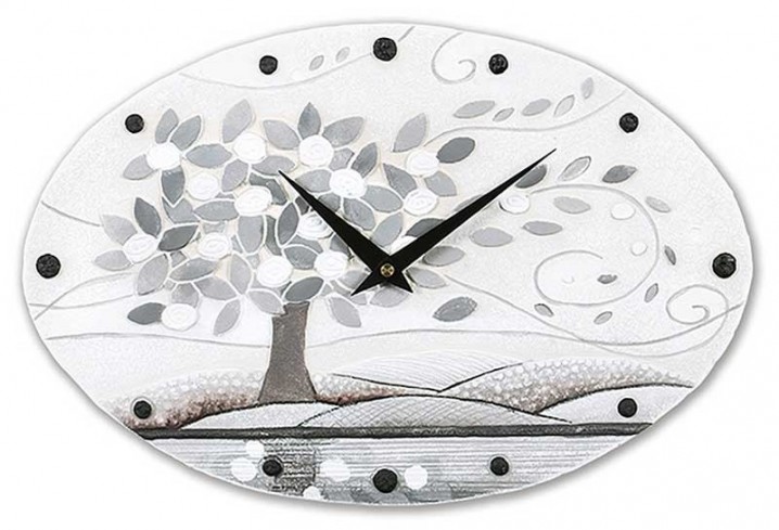 Orologio ovale Foglie al vento bianco 43548ba Cartapietra