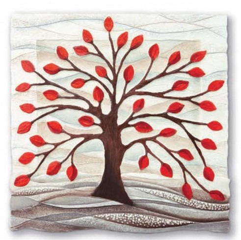 Formella Albero della vita rosso 50 x 50 cm 110501ro Cartapietra