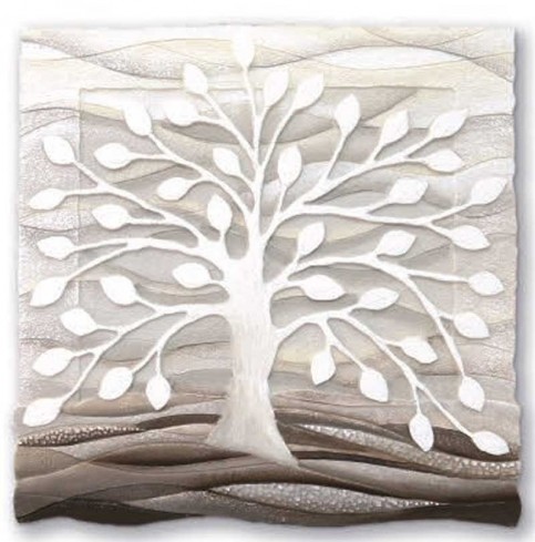 Formella Albero della vita bianco 50 x 50 cm 110501ba Cartapietra