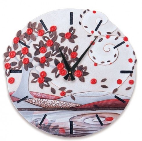 Orologio sagomato Foglie al vento Rosso Ø 45 cm 44548ro Cartapietra