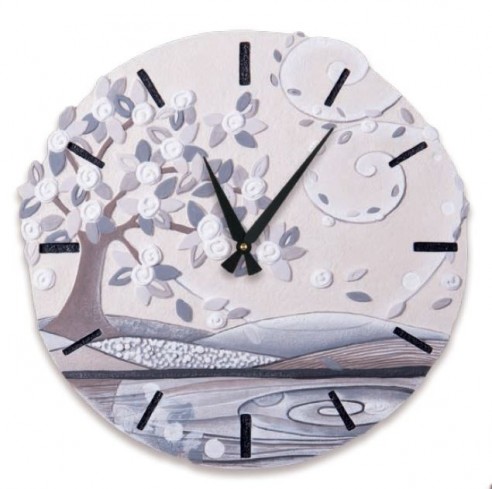 Orologio sagomato Foglie al vento Bianco Ø 45 cm 44548ba Cartapietra