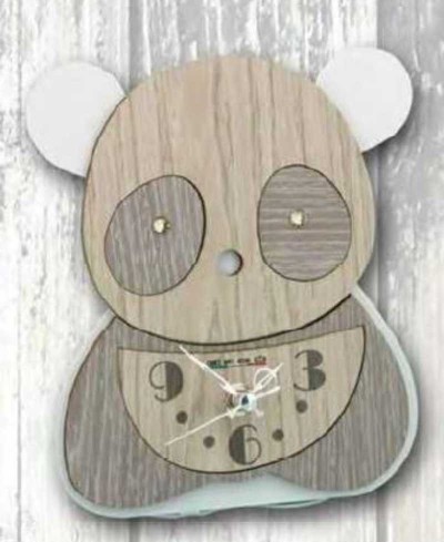 Orologio Panda in metallo bianco e legno con strass SPL-03-06 Serie Panda Legno Negò