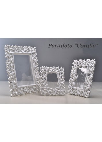 Portafoto in ceramica porcellanata pugliese "Corallo" bianco PFGC